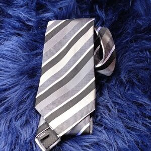 Black and Gray Striped Tie